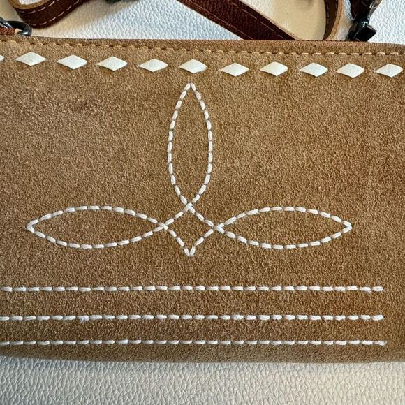 Suede Bootstitch Western Purse Clutch Wallet Crossbody NEW Fast Ship - Picture 3 of 9